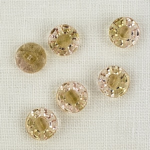 Bottoni da cucire 1/2" Vetro radiante trasparente lampeggiante con vintage giallo e rosa