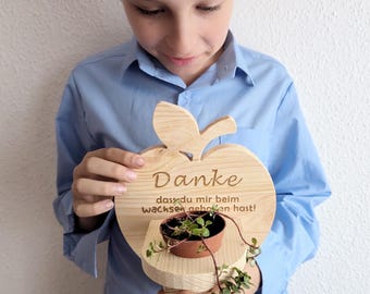 6 Spille In Legno Per Vasi Con Scritta 'Grazie Per Avermi Aiutato A Crescere' - Regalo Per Maestre E Educatrici