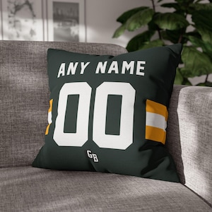 Green Bay Football Personalized Name & Number Pillowcase, Cushion, Football, Gift for Dad, Man Cave, Fathers Day, Gift for Mom, Xmas Gift