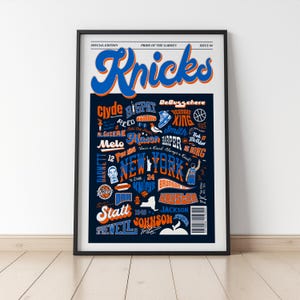 New York Knicks Basketball Poster, NBA Print, Vintage Sports Wall Art, Basketball Bedroom Decor, Sports Poster, Digital Download
