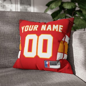 Kansas City Football Personalized Name & Number Jersey Pillowcase, Cushion, Football Gift, Gift for Dad, Man Cave, Gift for Mom, Xmas Gift