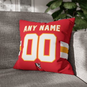Kansas City Football Personalized Name & Number Pillowcase, Cushion, Football, Gift for Dad, Man Cave, Father&#39;s Day, Gift for Mom, Xmas Gift