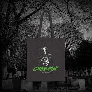 CREEPIN&#39; Cotton Canvas Tote Bag - Creeping, Creepy, Creep, Fun Gift, Horror, Scary, Spooky, Halloween
