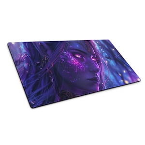 Gamer Mauspad XXL mit Synthwave AI Art Nightelf Priestess - Kleines und Mittelgroßes Gaming Mauspad Fantasy Art Design | PC-Gaming-Zubehör