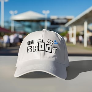 Funny Gamer Dad Hat Game Terminology Embroidery - &quot;Oh Shoot&quot; Gamer Language Expression | Pixeled Retro Style Design Gaming Accessory