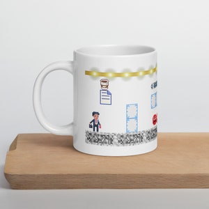 Funny Coffee Mug Arcade Gaming Day in the Office - Pixelated Retro Style Tea Mug | Gamer Mug for Enjoyable Coffee Breaks with Arcade Style