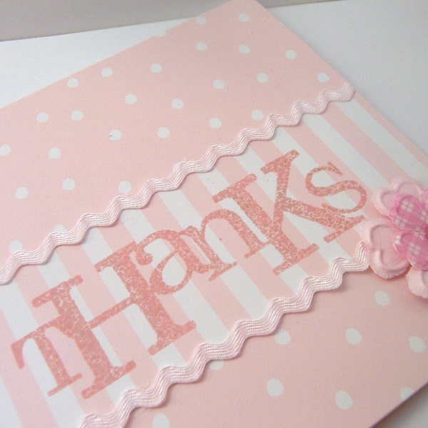 FREE SHIPPING Pink Thanks Greeting Card