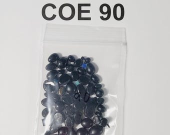 COE 90 Small Black Opal Dots/ Freeze and Fuse Glass/ 2oz