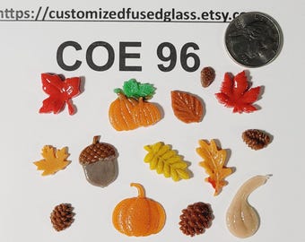 COE 96 Autumn Leaves, Acorns and Pumpkins/14 Item Bundle/Freeze and Fuse Glass