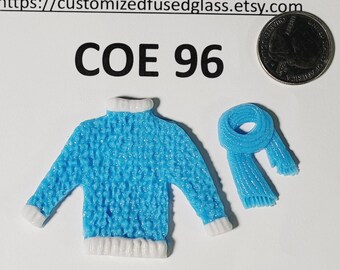 COE 96  Textured Christmas Sweater and Scarf/ 1 Item / Freeze and Fuse Glass