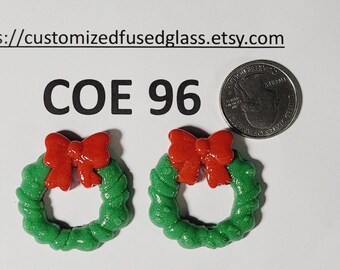 COE96 Christmas Wreath/ Pair/Glass Freeze and Fuse
