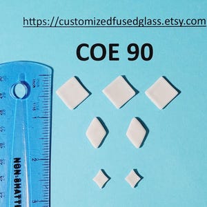 COE 96 White Diamond Shapes/ 7 Stück/ Freeze and Fuse Glass