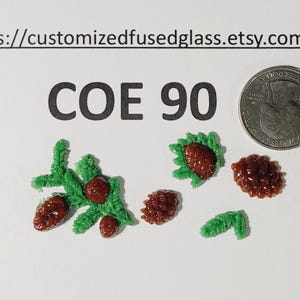 COE90 Small Pine Cones and Evergreen Boughs/5 items/ Glass Freeze and Fuse