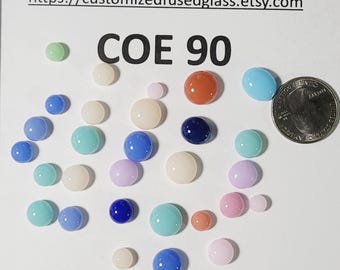 COE 90 Opal Pink, Purple, Blue, and white Colored Dots/ Freeze and Fuse Glass/ 1.5 ounces