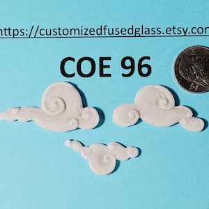 COE 96 Clouds / 3 Pieces / Freeze and Fuse Oceanside Glass