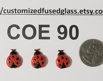 COE 90 Ladybugs/ 3 Pieces / Freeze and Fuse Glass