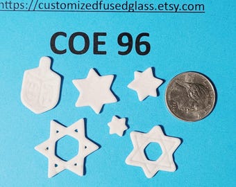COE 96 Star of David and Dredel/ 6 Item bundle / Freeze and Fuse Glass