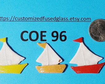 COE 96 Slightly Imperfect Sailboats/ 3 Item bundle/ Freeze and Fuse Glass