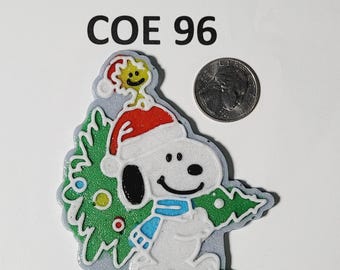 COE 96 Huge Colorful Snoopy and Woodstock with a ChristmasTree/ Freeze and Fuse Glass