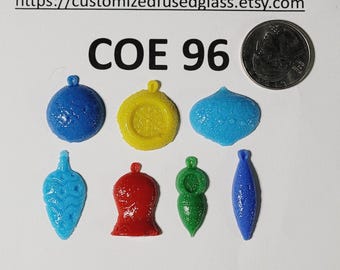 COE 96 Christmas Tree Ornaments/ 7 item Bundle/ Freeze and Fuse Glass