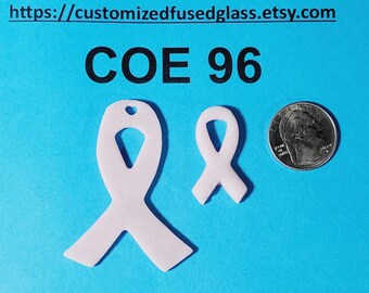 COE 96 Pink Breast Cancer Ribbons/ pair/Freeze and Fuse Glass