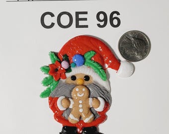 COE 96 Huge Colorful Christmas Gnome with Gingerbread Cookie/ Freeze and Fuse Glass
