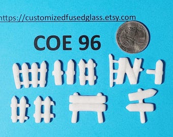COE 96 White Fence and sign posts/  Freeze and Fuse Glass
