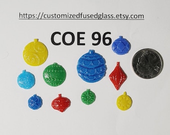 COE 96 Christmas Tree Ornaments/ 11 item Bundle/ Freeze and Fuse Glass