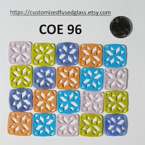 COE96 Quilt Quadrate / 20er Set / Oceanside Glass Freeze und Fuse