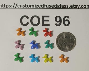 COE 96 Very Tiny  Balloon Dogs/ 10 Item Bundle/ Freeze and Fuse Glass