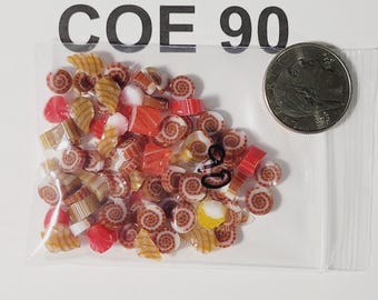 COE 90 Sea Shells and Snails Murrini/Sliced Murrini Glass/ 3 oz