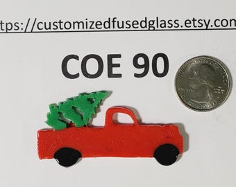 COE 90 Medium Red Truck with Christmas Tree/ Freeze and Fuse Glass