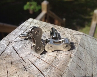 Cufflinks made from real Silvertone Z410 Bike Bicycle chain Gift Boxed