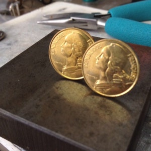 Coin Jewelry French 10 centime cufflinks or earrings