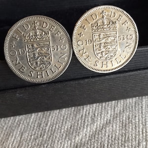 Cufflinks British ONE SHILLING coins  English Shilling Coin Great Britain From Queen Elizabeth 2nd