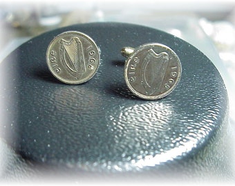 COIN JEWELRY    IRISH coin harp cufflinks