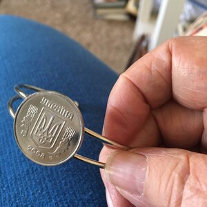 Ukraine coin Bangle cuff bracelet made with a genuine 5 hryvnia uncirculated