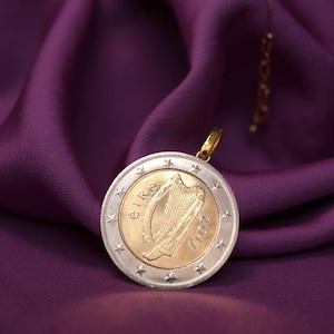 New Pendant made with an Irish Euro coin featuring the Irish Harp