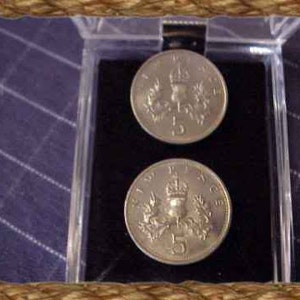 Britain 5 New Pence uncirculated  Coin  Crown & Thistle -Cufflinks