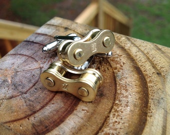 Bike Chain Cufflinks Bicycle Chain Cuff Link Gold color Handmade in the USA Gift boxed