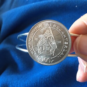 Indonesia coin  Bangle cuff bracelet made with a genuine Tree of Life coin.