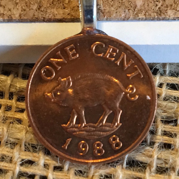 Coin Pendant made with a razorback pig real coin from Bermuda  Alabama fans for you