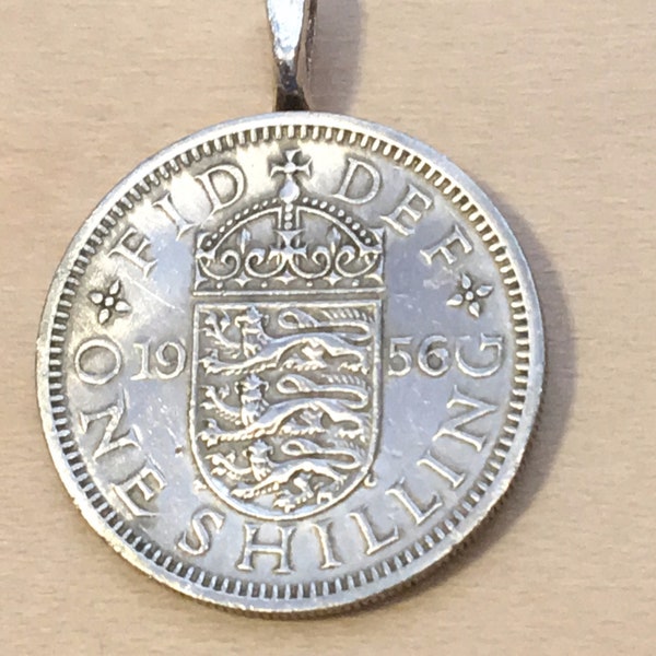 English Shilling Pendant Coin Great Britain From Queen Elizabeth 2nd, Perfect for Birthdays , Anniversary