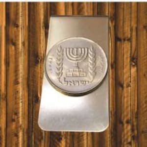 Jewish money clip, Israeli, Coin money clip, Bar Mitzvah gift, Passover,, Men&#39;s accessory, Jewish gift, Menorah
