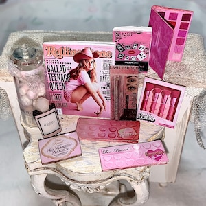 Miniature Pink makeup Barbie miniature doll makeup cosmetics collection 1:16