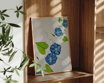 Hand-Painted Morning Glories 5 x 7 Watercolor Fine Art Print on 100% Cotton Hot Press Paper Using Archival Pigment Inks