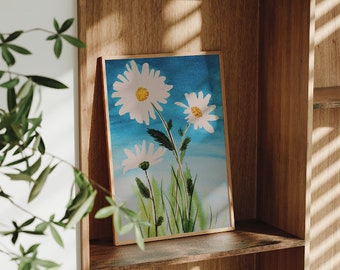 Hand-Painted Daisy 5 x 7 Watercolor Fine Art Print on 100% Cotton Hot Press Paper Using Archival Pigment Inks