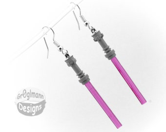 Pink Light Saber Dangle Earrings