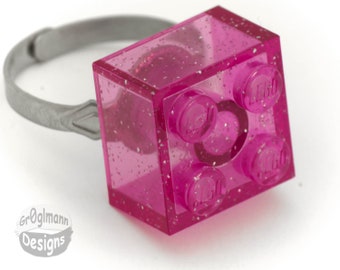 Purple Glitter Brick Adjustable Ring