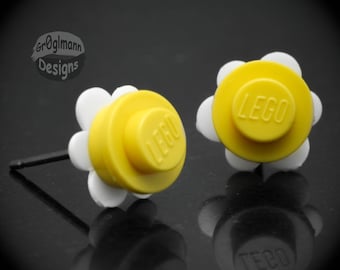 Flower Brick Stud Earrings - Handmade Floral Jewelry, Colorful Resin Studs, Lightweight Accessories, Perfect Gift for Her